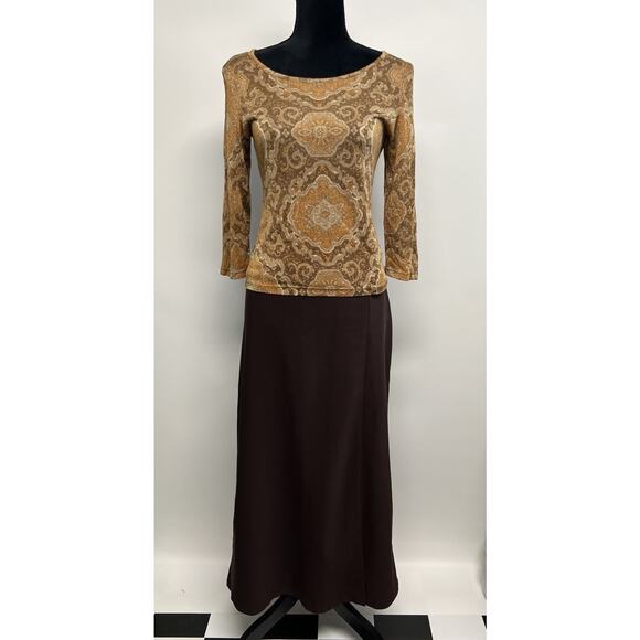 Y2K NY & Co Metallic Mesh Top Gold Copper Small Preppy Glam 2000s IndieTwee - Picture 1 of 11